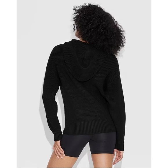 Wild Fable Women Black Ribbed Knit Hooded Pullover Sweater Size S - Picture 9 of 11